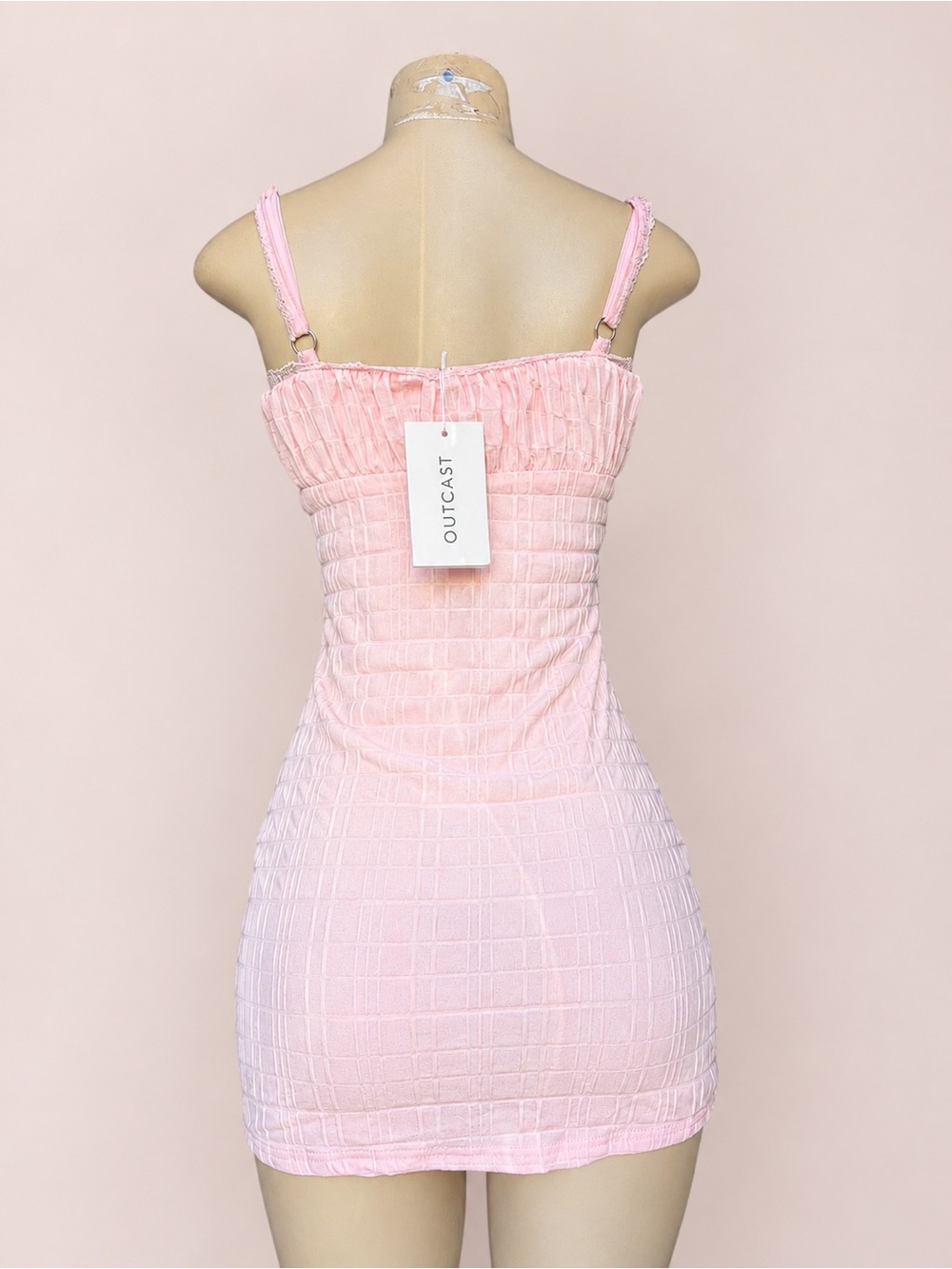 Outcast Pink Ruched Square-Neck Mini Dress - Picture 2 of 4